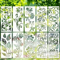 Vacemry Under $5 Flower Stencil Set, 10pcs Leaf Pattern Painting Templates, Reusable PET Material, for DIY Art Craft, Wall Furniture Decor, Scrapbooking, Home Decoration, Easy to Use