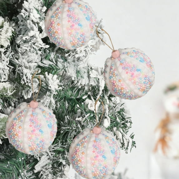 Vacemry Under $5 Foam Christmas Balls, Macaron Colored Ornaments, Lightweight Tree Decor, Soft Texture Ornaments, Pastel Color Decorations, Modern Holiday Accents