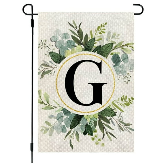 Vacemry Under $5 Garden Flag with Letter, Flax Hanging Banner for Yard Decoration, Double Sided Outdoor Welcome Sign, Seasonal Porch Display for Front Entrance