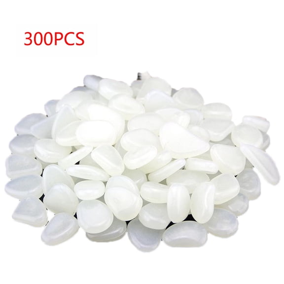 Vacemry under $5 Glowing Stones, 300 Glow in The Dark Pebbles, Long Lasting Luminescent Stones for Garden & Fish Tank, Decorative Glow Rocks for Pathways & Planters, Solar Charged Glow Pebbles