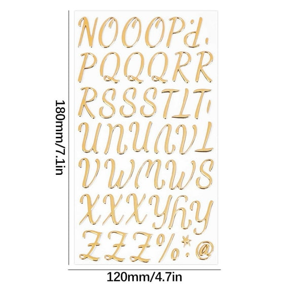 Vacemry under $5 Gold Letter Stickers, English Letter Stickers 3D Puffy Gold for DIY, Christmas Stockings Scrapbooking, Gift Wrapping Cards Decoration, High Gloss Metallic Finish, Easy Peel Stick