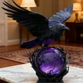 thumbnail image 1 of Vacemry Under $5 Gothic Crow LED Light, Mysterious Crow Sculpture with Glowing Orb, Gothic Style Home Decor with LED Illumination, Unique Gothic Art Piece for Shelf Display, 1 of 4