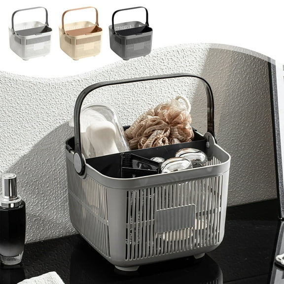 Vacemry Under $5 Handheld Shower Caddy with Dry Wet Separation, Large Capacity Bathroom Storage Basket, Portable Toiletry Organizer for Dormitory, Hanging Mesh Shower Tote with Handle