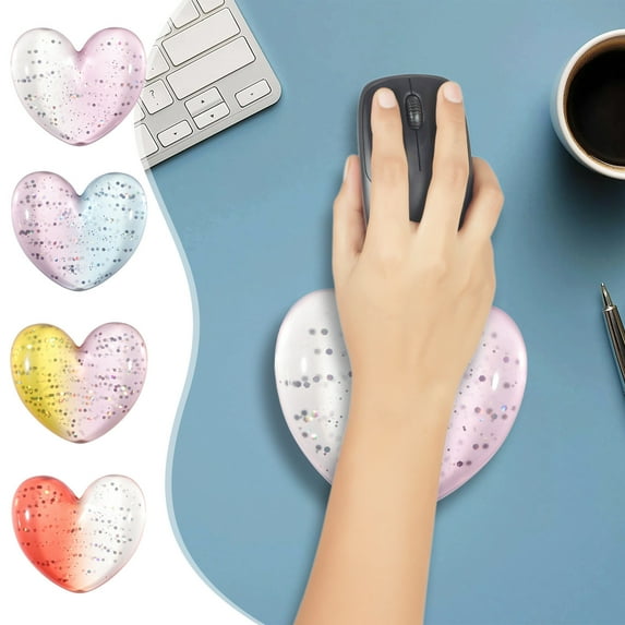 Vacemry Under $5 Heart Shaped Ergonomic Wrist Rest, Gel Cushion Support for Mouse Pad, Comfortable Computer Desk Accessory for Office, Gaming Keyboard Comfort Pad
