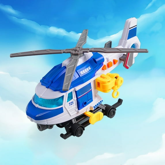 Vacemry under $5 Helicopter Toy, Helicopter Toys with Lighting and Sound Effects, Inertia Airplane with Rescue Hook for Imaginative Flight Play, Realistic Action Vehicle for Kids