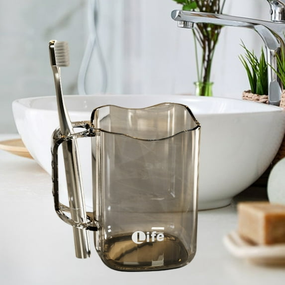 Vacemry Under $5 Invertible Toothbrush Holder Cup, Transparent Rinsing Mug with Drainage Holes, Bathroom Organization with Brush Storage, Space Saving Design for Sink