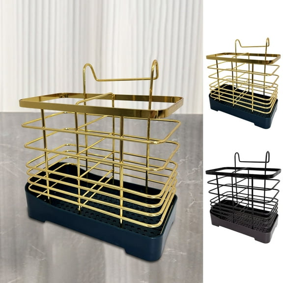 Vacemry Under $5 Iron Utensil Holder Wall, Mounted Kitchen Storage Rack System, Knife Fork Spoon Organizer Container, Countertop Cutlery for Home Chef