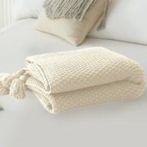 Vacemry Under $5 Knitted Throw Blanket, Soft Sofa Couch Cover for Nap, Lightweight Office Air Conditioning Wrap, Tassel Edge Decorative Afghan for All Seasons
