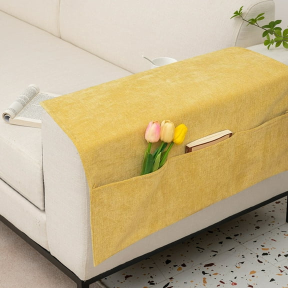 Vacemry Under $5 Large Couch Arm Covers, Pet-Resistant Slipcovers with Remote Control Pockets, Non-Slip Sofa Armrest Protectors, Washable Furniture Protector for Living Room