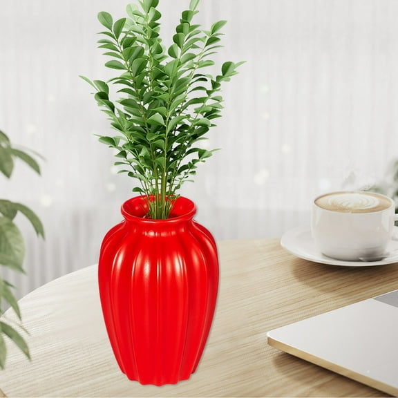 Vacemry Under $5 Large Decorative Vase, Imitation Ceramic Flower Display, Home Centerpiece for Living Room, Dining Table, Shelf, Dry and Fresh Flower Arrangement, Art Style Ornament, Gift