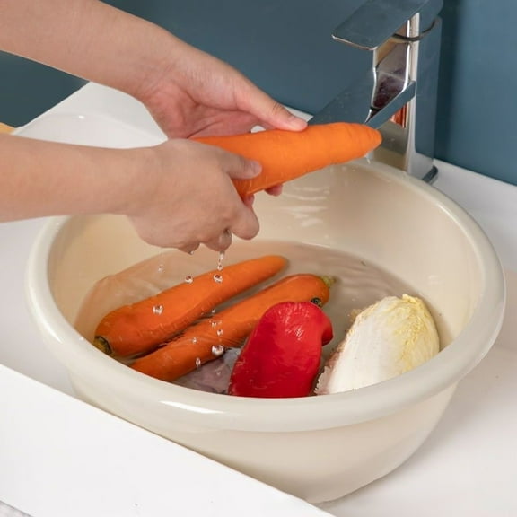 Vacemry Under $5 Large Multipurpose Basin, Thickened Plastic Tub for Laundry Soaking Feet Washing Produce, Stackable Square Container for Household Kitchen Bathroom, Durable Storage Bowl