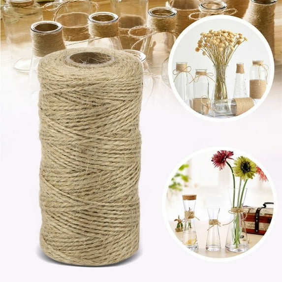 Vacemry under $5 Linen Cord, Natural 100M Linen Rope String for DIY Crafts Decor, 3mm Thick Burlap Twine for Gift Wrapping Gardening Halloween Christmas Decoration Projects