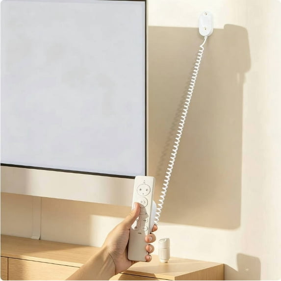 Vacemry Under $5 Magnetic Remote Control Holder, Spring Retractable Cord for Wall Mount, Adhesive Base for Easy Installation, Organizer for TV Accessories