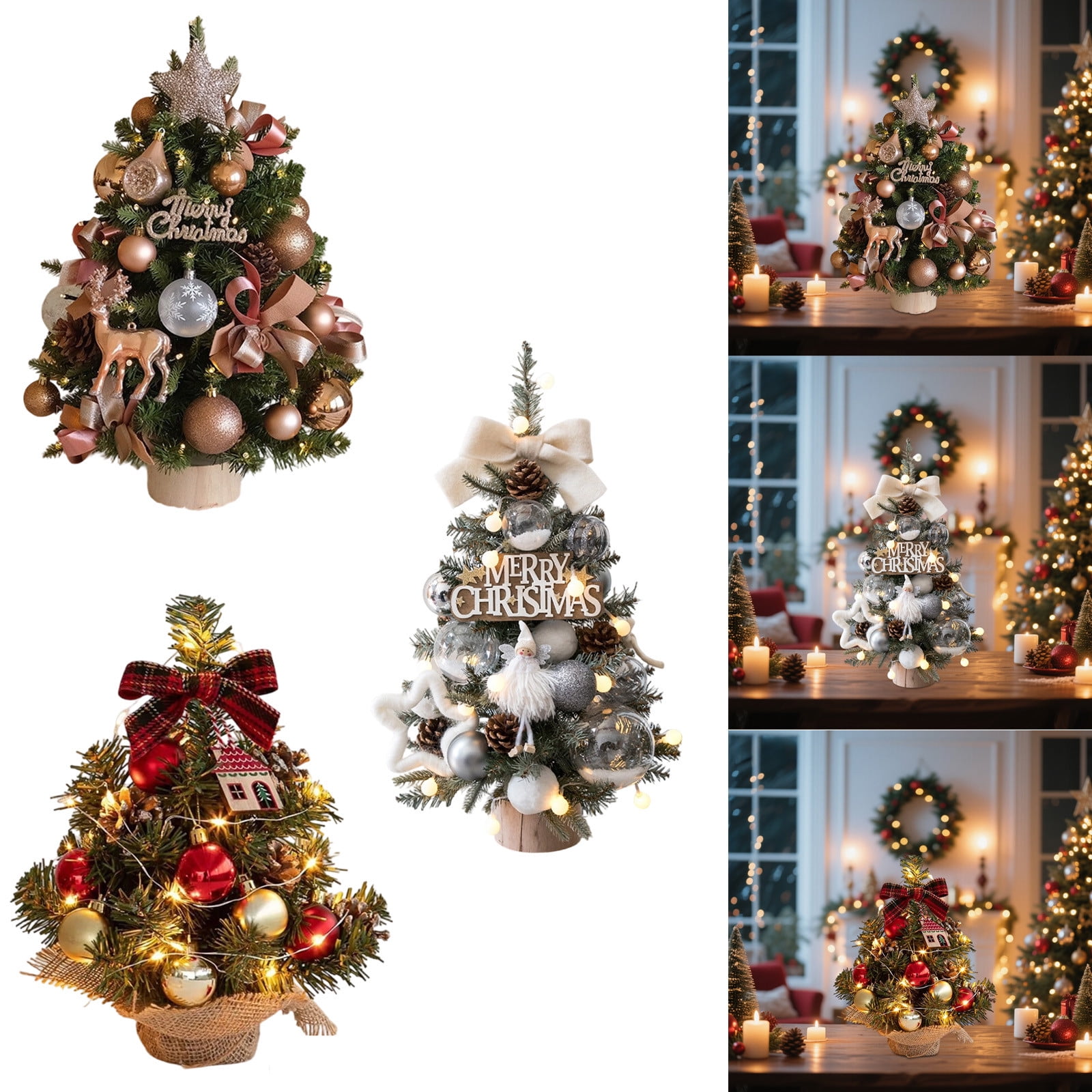 Vacemry Under $5 Mini Desktop Christmas Tree, Small Artificial Xmas ...