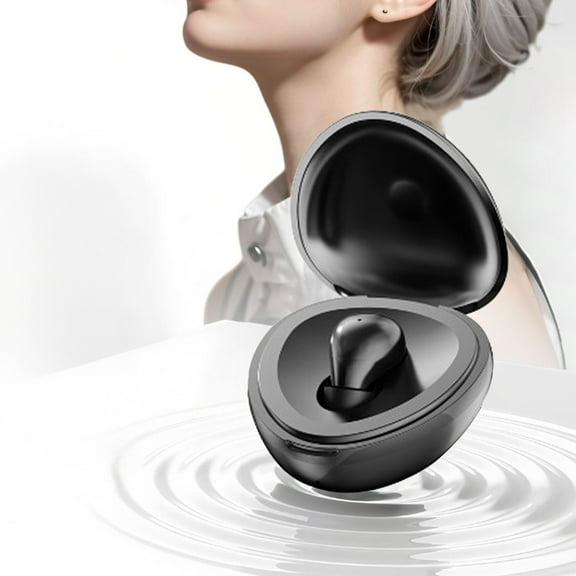 Vacemry under $5 Mini Single Ear Earphone, In Ear Bluetooth Earbud with Charging Case, Digital Display, Long Battery, Low Latency, for Driving, Office, Single Ear Use, Hearing Awareness, Podcasts