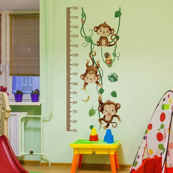 Vacemry under $5 Monkey Height Chart, Adorable Monkey and Vine Height Measurement Wall Sticker, Fun Kids Room Nursery Decor, Easy to Apply Removable Decal, Tracks Child Growth, Playful Animal Design