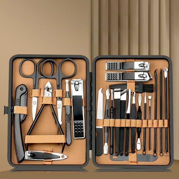 Vacemry Under $5 Nail Clippers Set 24 Pieces, Stainless Steel Nail Tools Beauty Kit, Professional Manicure Pedicure Trimming Set, Complete Grooming Equipment for Care