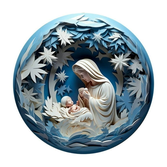 Vacemry Under $5 Nativity Scene Ornament, Christmas Tree Hanging Decoration with Religious Theme, Biblical Christmas Decor for Holiday Display, Unique Jesus Birth Scene Pendant