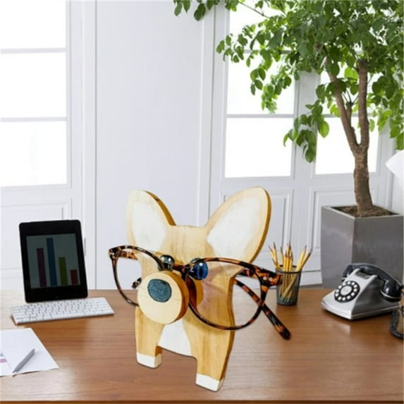 Vacemry Under $5 Pet Glasses Holder, Wooden Animal Frame Stand for Eyewear Display, Desktop Organizer for Reading Glasses, Cute Animal Sculpture for Bedside Table Desk Decor