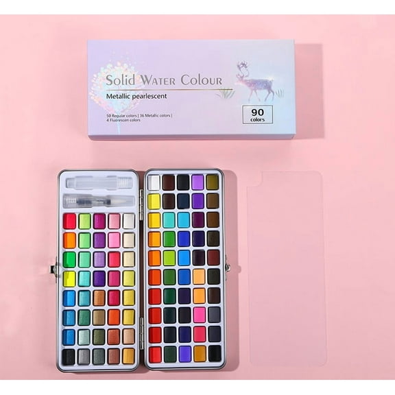 Vacemry Under $5 Portable Solid Watercolor Set, Professional Grade Pigment Collection, Artist Painting Supply Kit, Travel Art Creation Tool, Complete Color Range Palette