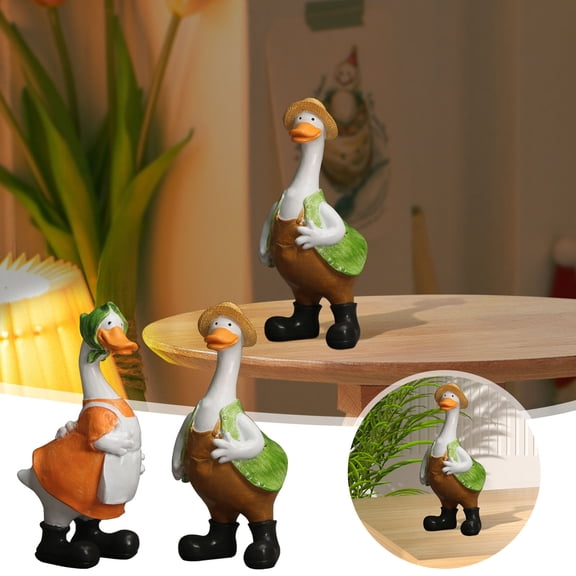 Vacemry Under $5 Resin Duck Garden Statues, Sitting Duck Ornaments for Outdoor Decor, Beautiful Waterproof Duck Sculptures, Patio Pond Fence Decoration, Cute Animal Figurines