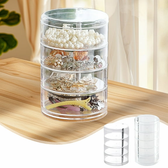 Vacemry Under $5 Rotating Desktop Organizer, Multi Layer Drawer Storage Box for Stationery and Cosmetics, Stackable Compartment Tray for Office, Study, and Vanity Table