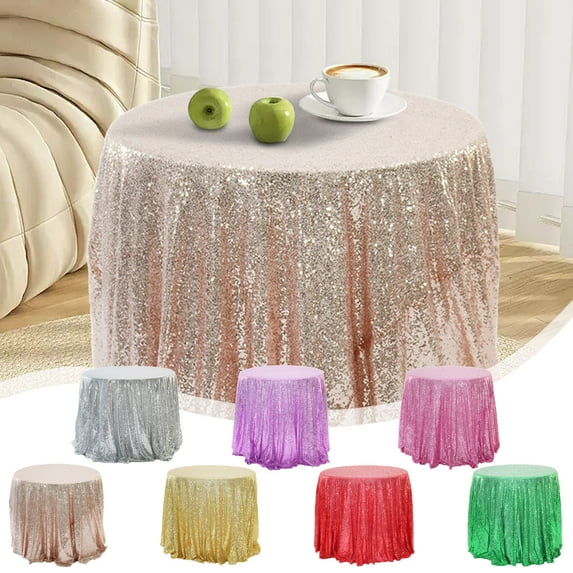 Vacemry Under $5 Round Table Cover, Circular Party Tablecloth, Event Table Protection, Celebration Table Decor, Shiny Table Dressing, Special Occasion Covering