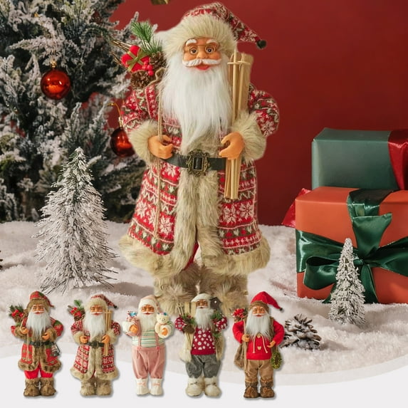 Vacemry Under $5 Santa Claus Doll, 12 Inch Standing Figure, Christmas Window Decoration, Holiday Gift Supplies, Festive Santa Statue, Seasonal Display Figure, Christmas Decor Santa