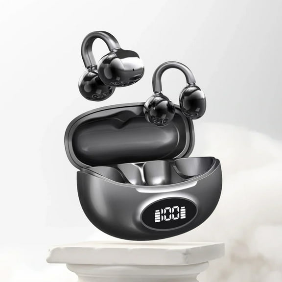 Vacemry under $5 Secure Clip Earphones, True Wireless Open Ear Bluetooth Earphones with Comfortable Clip Design, Long Playtime, Dual Microphone Clear Calls, for Active Use, Outdoor, Office