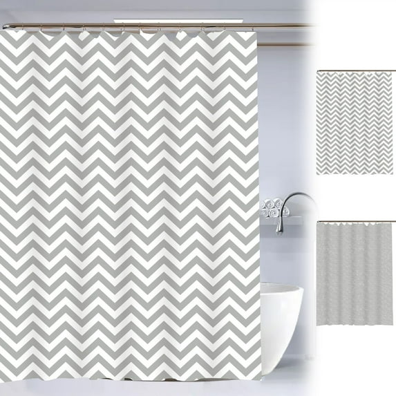 Vacemry Under $5 Shower Curtain, Large Waterproof Polyester Bathroom Curtain, Easy Clean Mold Proof Hanging Bath Curtain with Hooks, Gray Color, 70x70 Inches