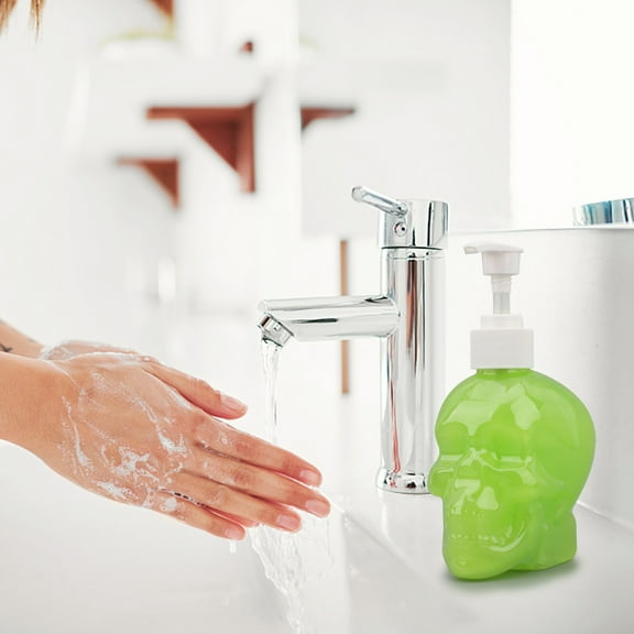 Vacemry under $5 Skull Soap Dispenser, 350ml Plastic Pump Bottle for Liquid Soap, Lotion, Shampoo, Refillable Dispenser with Skull Design, Novelty Bathroom Decor, Easy to Use, Durable PET Material