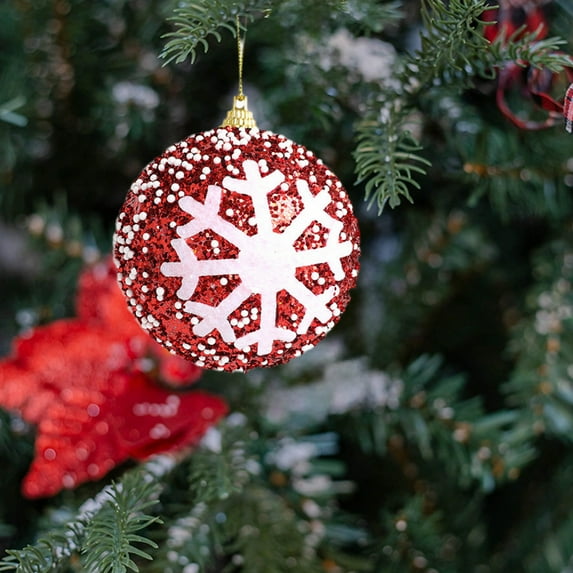 Vacemry Under $5 Snowflake Christmas Orbs, Colored Balls for Tree Decoration, High-End Hanging Spheres for Holiday Display, Festive Seasonal Decor Pieces, Luxury Xmas Dress Up