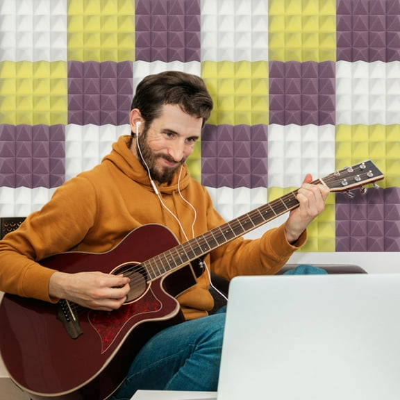 Vacemry Under $5 Sound Absorbing Foam Squares, Acoustic Treatment Panels for Room Soundproofing, Noise Reduction Wall Padding, Home Studio Sound Control Installation