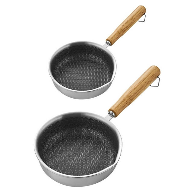 Vacemry Under $5 Stainless Steel Frying Pan, Nonstick Omelette Cooking Pan System, Deep Mini Skillet for Steak Eggs Preparation, Multipurpose Kitchen Cookware Collection