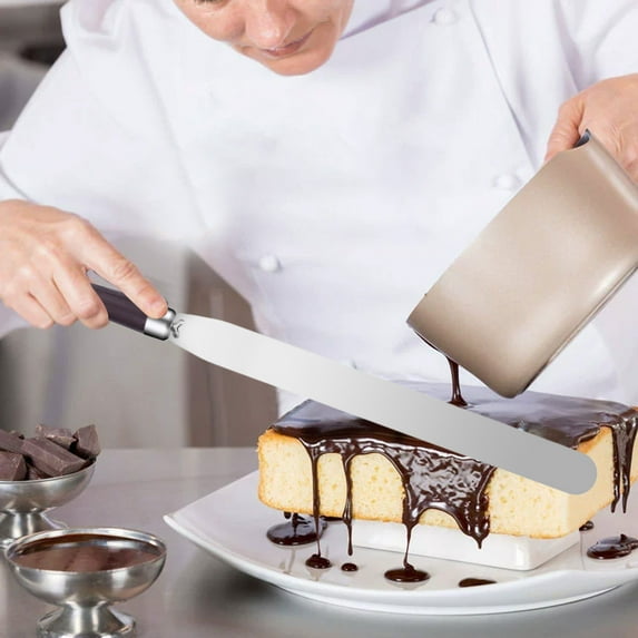 Vacemry Straight Icing Spatula, Stainless Steel Cake Decorating Tool, Wood Handle Frosting Spreader, Professional Baking Utensil Set, Kitchen Cake Icing Knife for Bakers