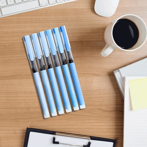 Vacemry Under $5 Straight Liquid Ballpoint Pen, 0.5mm Fast Drying Black Ink Pen, High Capacity Waterproof Sign Pen for Student Exam, Macaroon Color Office Writing Instrument