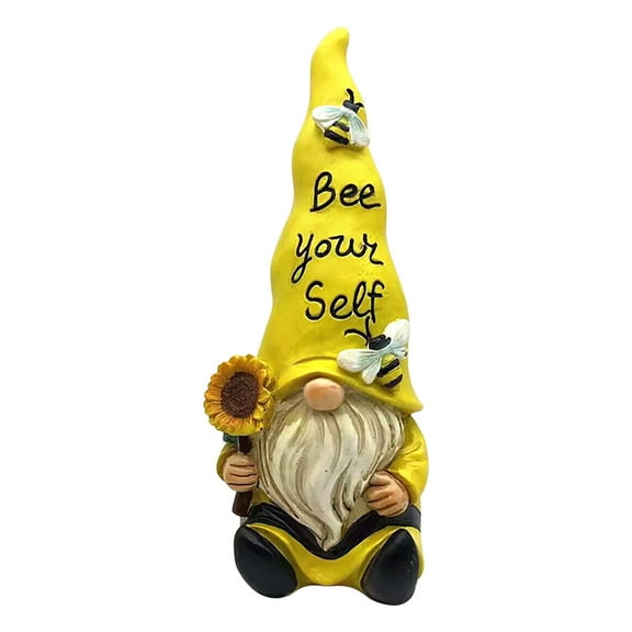 Vacemry Under $5 Sunflower Gnome Figurine, Bumble Bee Themed Home Decoration Ornament, Resin Craft Display Piece for Shelf Table Mantel, Cute Garden Decor Gift for Housewarming Party Celebration