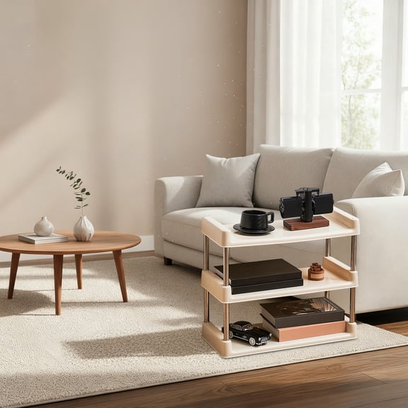 Vacemry Under $5 Tall Storage Organizer Shelf, Multi Level Display and Storage Unit, Plastic Construction for Heavy Duty Use, Household Item Management System, Space Saving Organization Solution