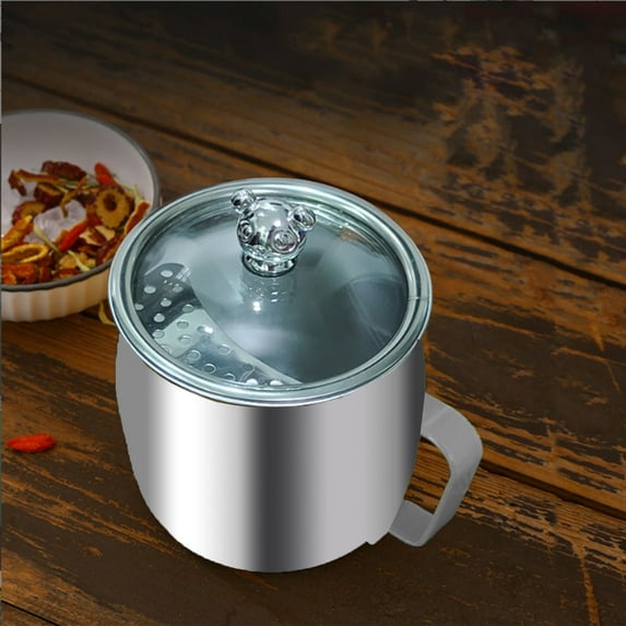 Vacemry Under $5 Tea Infuser Cup, 304 Stainless Steel Filter Mug with Handle, Crescent Shape Tea Strainer, Heat-Resistant Drinking Cup for Loose Leaf Tea Brewing