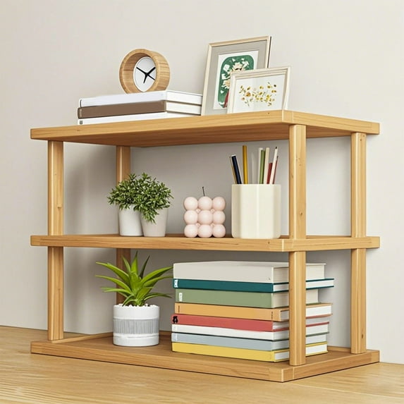 Vacemry Under $5 Three Tier Storage Shelf, Multi-purpose Display Bookcase, Open Design Organizer Rack, Living Room Bedroom Furniture, Decorative Storage Solution, Home Office Organizer