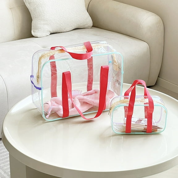 Vacemry Under $5 Transparent Beach Bag, PVC Waterproof Swimming Tote Collection, Large Capacity Storage Shoulder Bag Design, Clear Carry All Utility Bag System