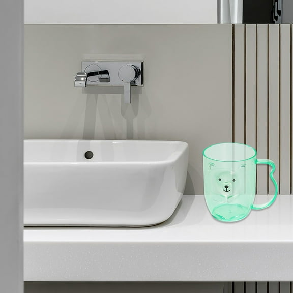 Vacemry Under $5 Transparent Bear Mouthwash Cup, Cute Brushing Cup for Kids, Student Travel Toothbrush Cup, Portable Bathroom Rinse Cup, Household Dental Care Cup