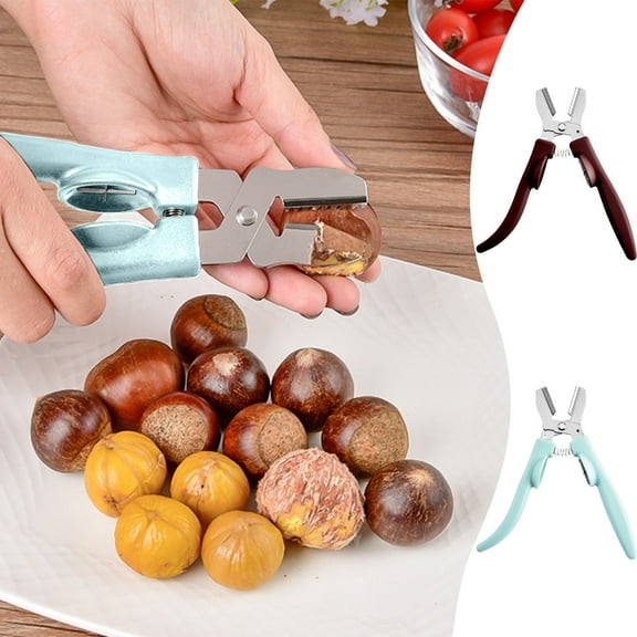Vacemry Under $5 Two-in-One Nut Opener, Stainless Steel Chestnut Cracker Tool, Peeling Shell Remover Kitchen Gadget, Handheld Food Prep Utility Device