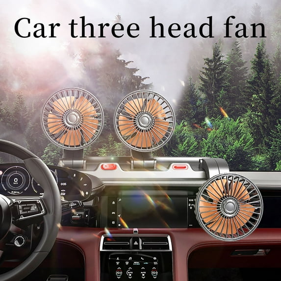 Vacemry Under $5 USB Car Fan, High Speed Three Head Vent Clip Fan with 360° Rotation, Multi-Angle Adjustable Cooling Fan for Vehicle Dashboard, Quiet Operation Mini Fan for Summer Travel