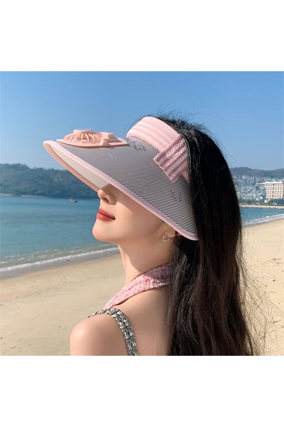 Under $5 USB Rechargeable Fan Hat, Wide Brim Sun Protection Cap with Built-in Fan, Adjustable Head Size Summer Cooling Hat, Outdoor Sports Gardening Running Sun Visor