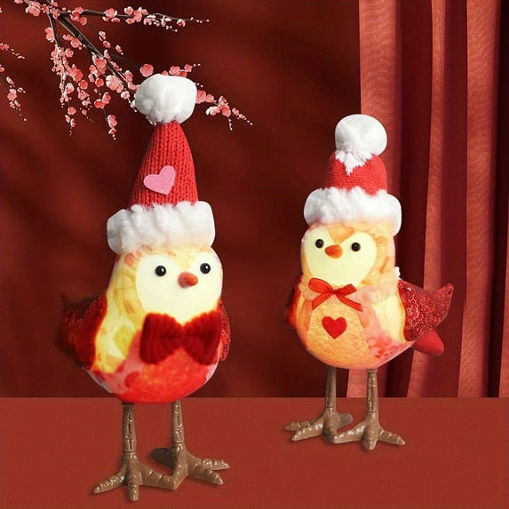 Vacemry Under $5 Valentine's Day Bird Ornament, Couple Love Bird Home Decor, Heart Themed Interior Decoration, Soft Plush Hanging Display, Romantic Gift for Anniversary Wedding Celebration