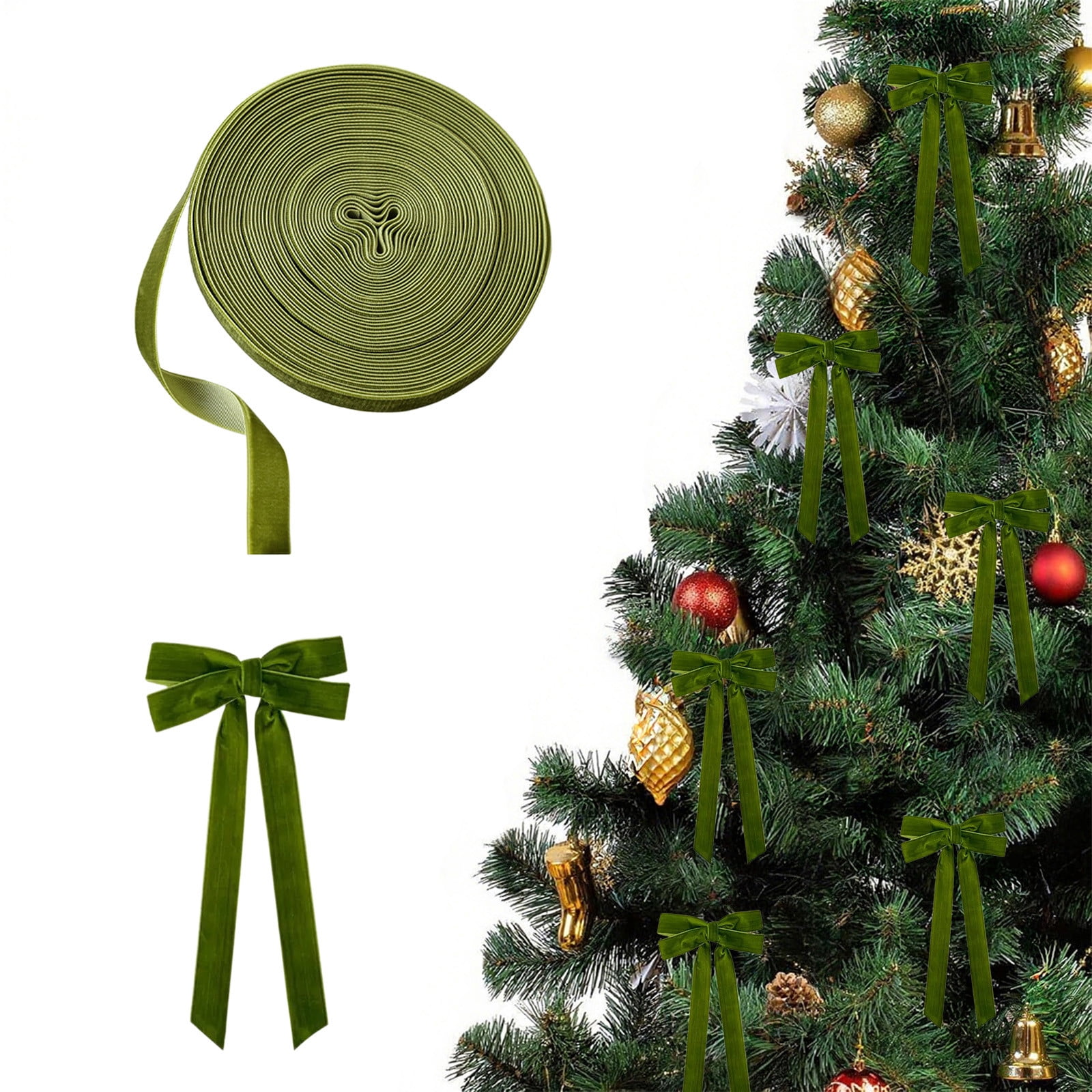 Flocking Ribbon Bows Vacemry Velvet Christmas Ribbon Roll, Soft Flock Fabric for Gift ...
