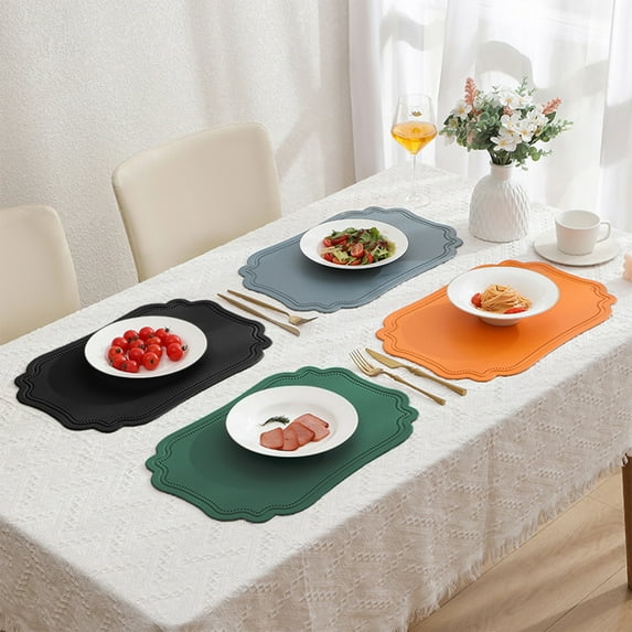 Vacemry Under $5 Vintage PVC Placemats, Heat Resistant Table Mats for Dining, Oil-Proof Western Style Table Coverings, Scandinavian Design Surface Protectors for Kitchen Use