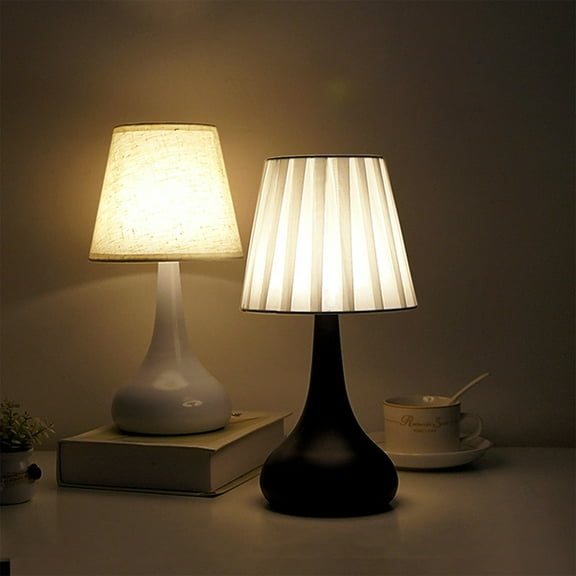 Vacemry Under $5 Vintage Table Lamp, Bedroom Bedside Night Light for Dormitory, Modern Desk Study Lamp with Metal Base, Adjustable Brightness Reading Lighting