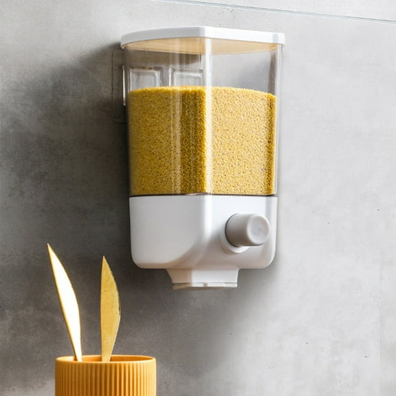 Vacemry Under $5 Wall Mount Cereal Dispenser, Press Type Dry Food Container, Kitchen Storage for Grains Pasta, Sealed Pantry Organizer for Bulk Foods, Space Saving Solution for Small Kitchens